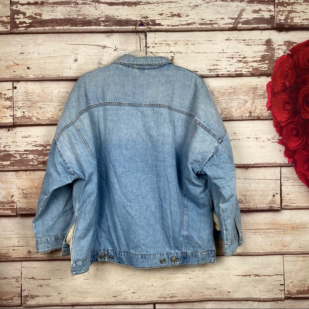NWT Zara Oversize Denim Jacket w/ Faux Shearling - Picture 11 of 16